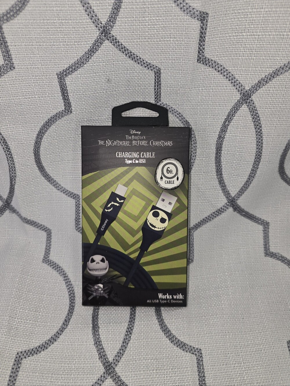 Disney The Nightmare Before Christmas 6 Ft Charging Cable Type C to USB New
